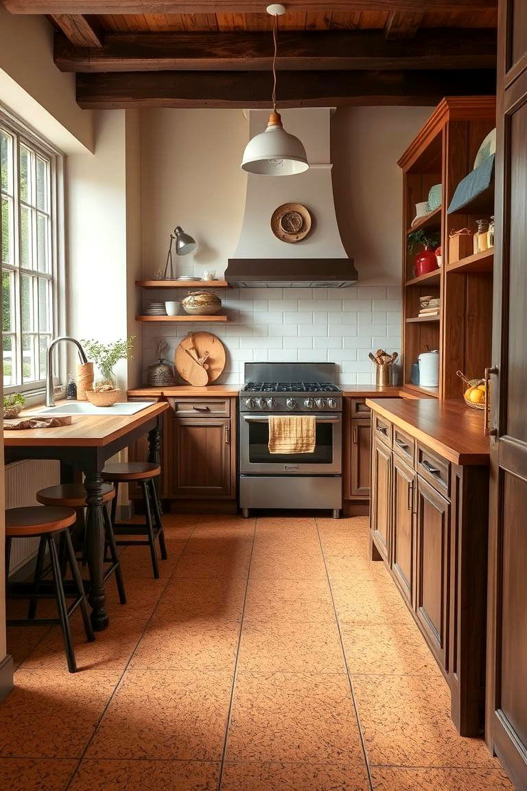 Warm Cork Tiles - 24 Kitchen Floor Tile Ideas