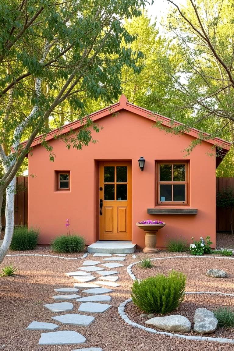 Warm Earth Tones - 24 Exterior Garage Door Trim Ideas