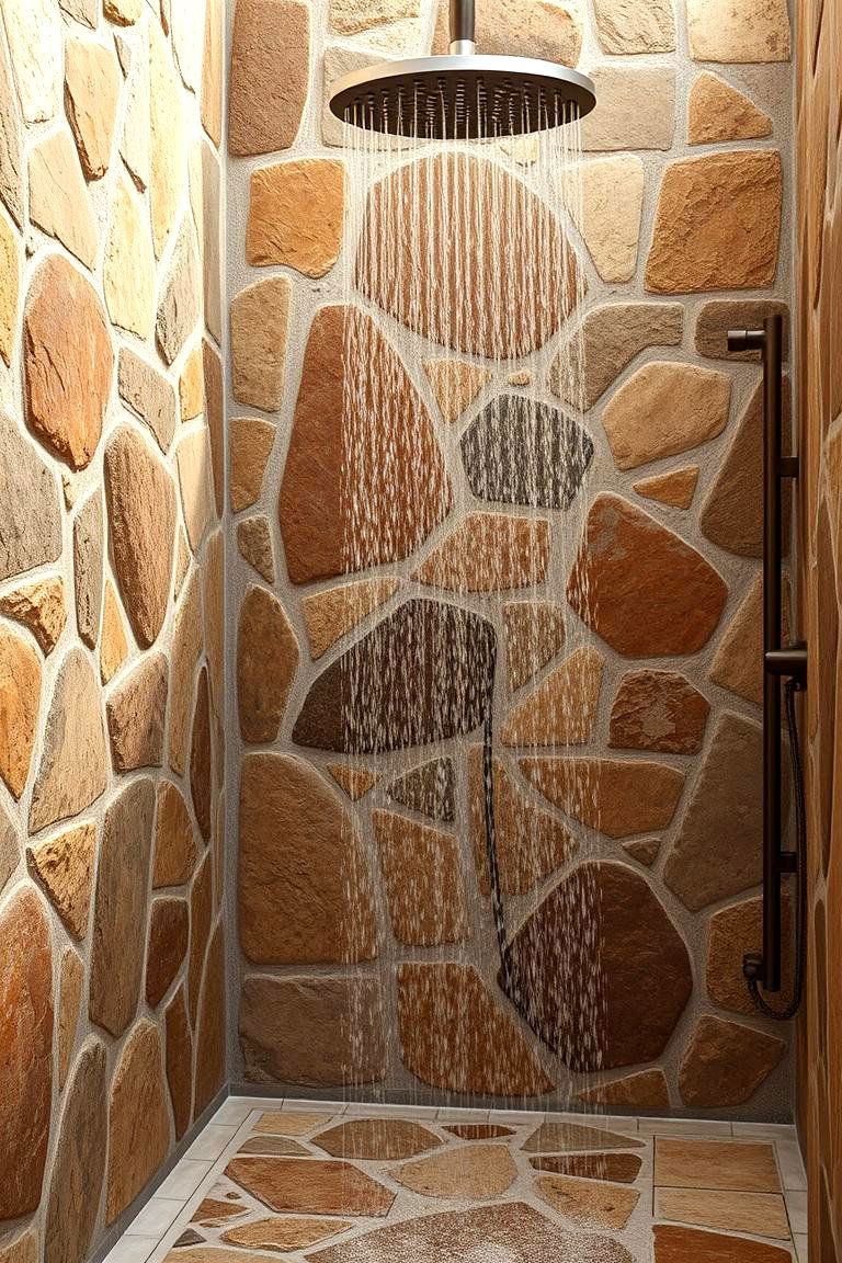 Warm Earthy Stone Palette - 24 Stone Shower Design Ideas