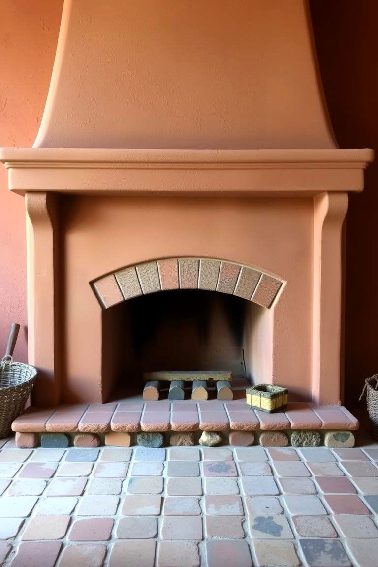 Warm Earthy Terracotta Fireplace - 24 Spanish Style Fireplace Ideas