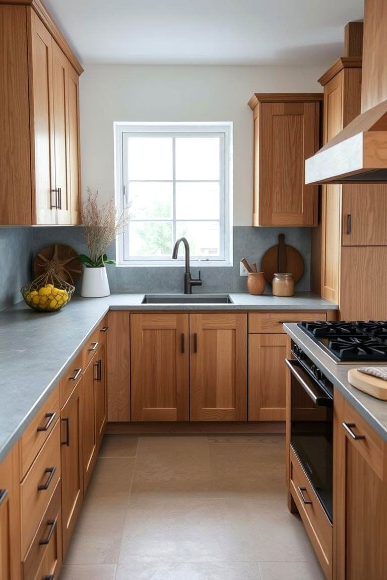 Warm Gray Soapstone - 24 what color countertops go with oak cabinets