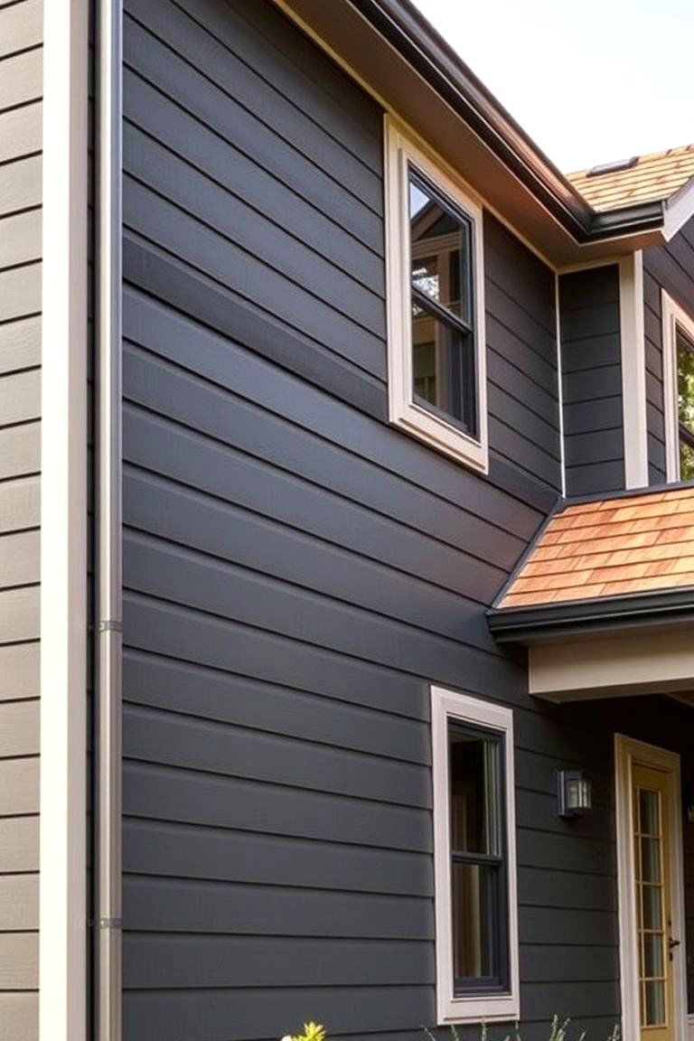 Warm Gray Undertones - 24 Paint Colors for a Modern Black House With Cedar Accents