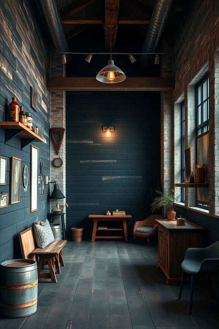 Warm Industrial Shiplap Walls - 24 Black Shiplap Wall Ideas