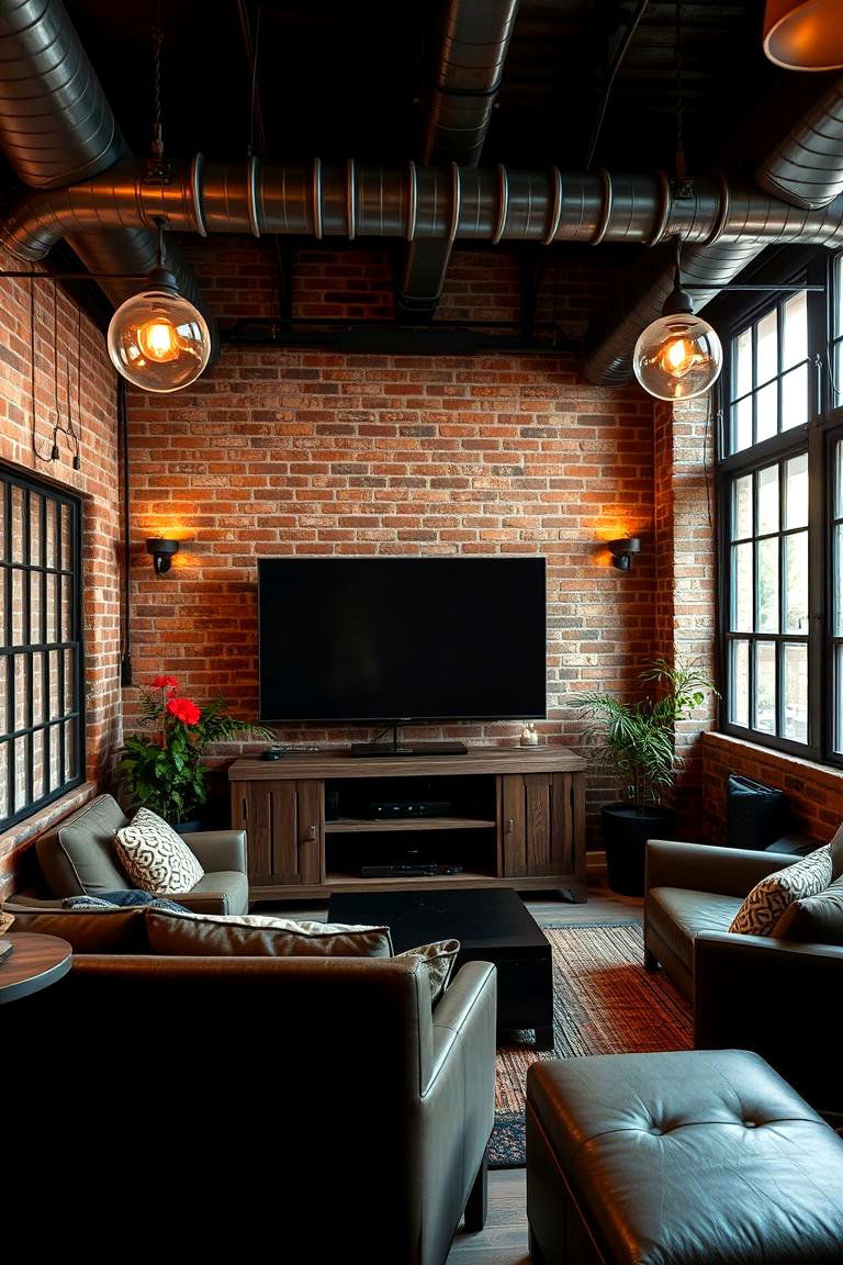 Warm Industrial Tv Room - 24 Tv Room Ideas