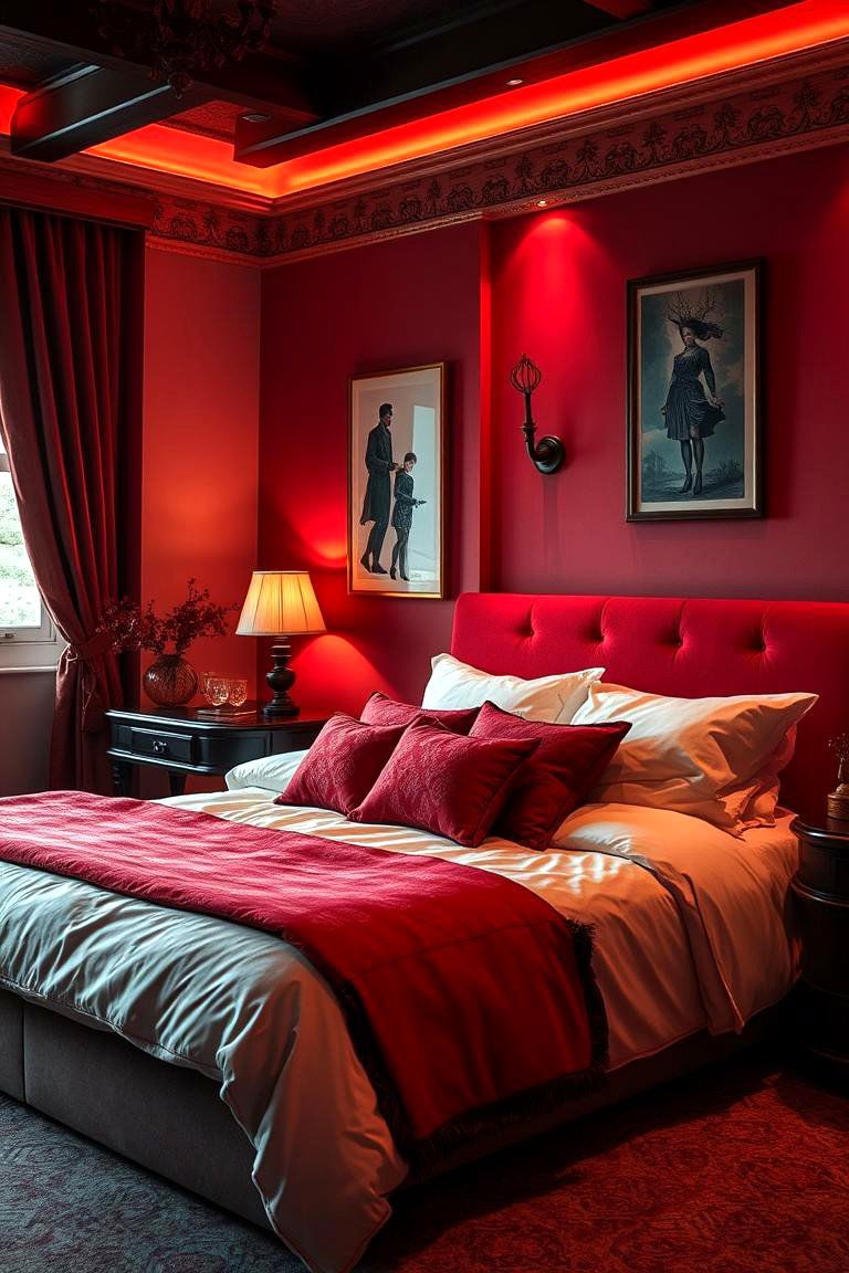 Warm Inviting Ambience - 24 red black and white bedroom ideas