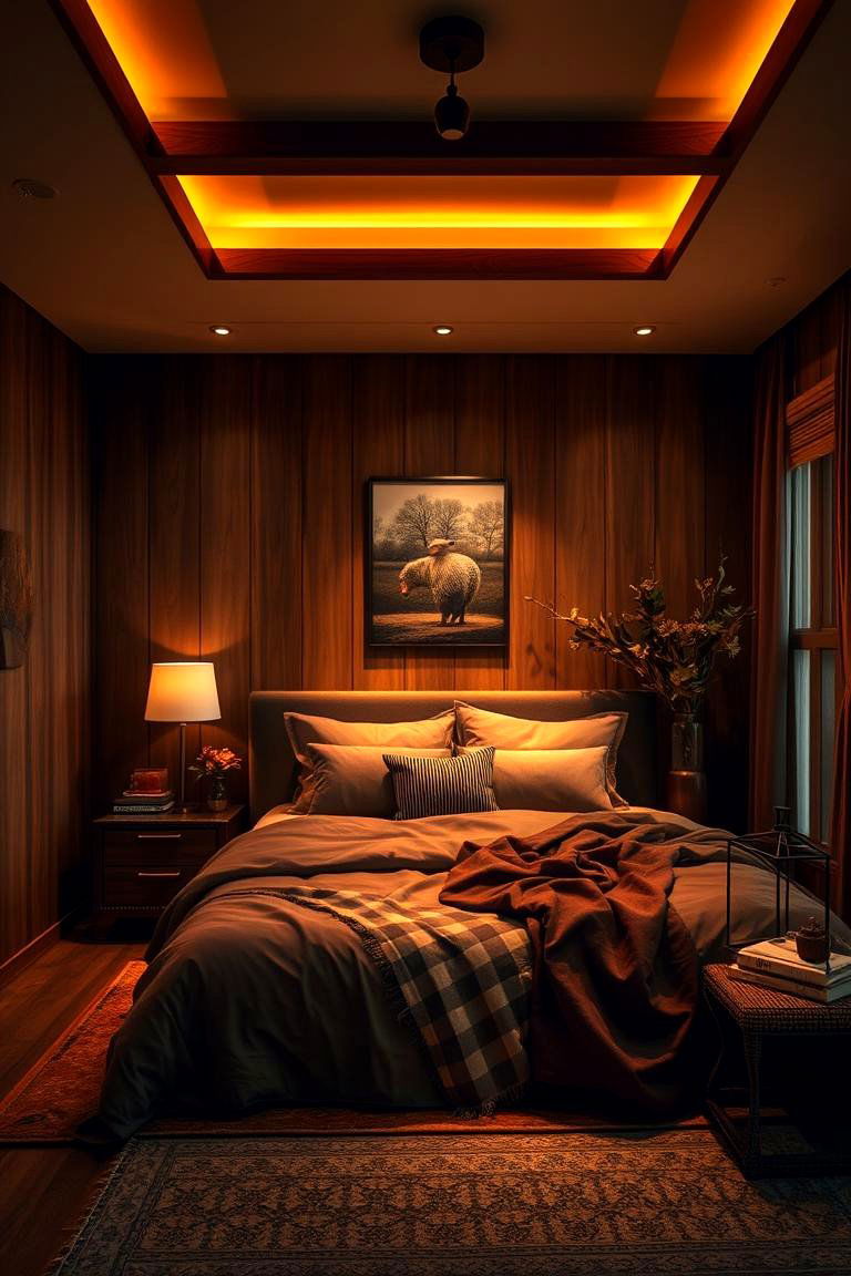 Warm Lighting in Brown Spaces - 24 Brown Bedroom Ideas