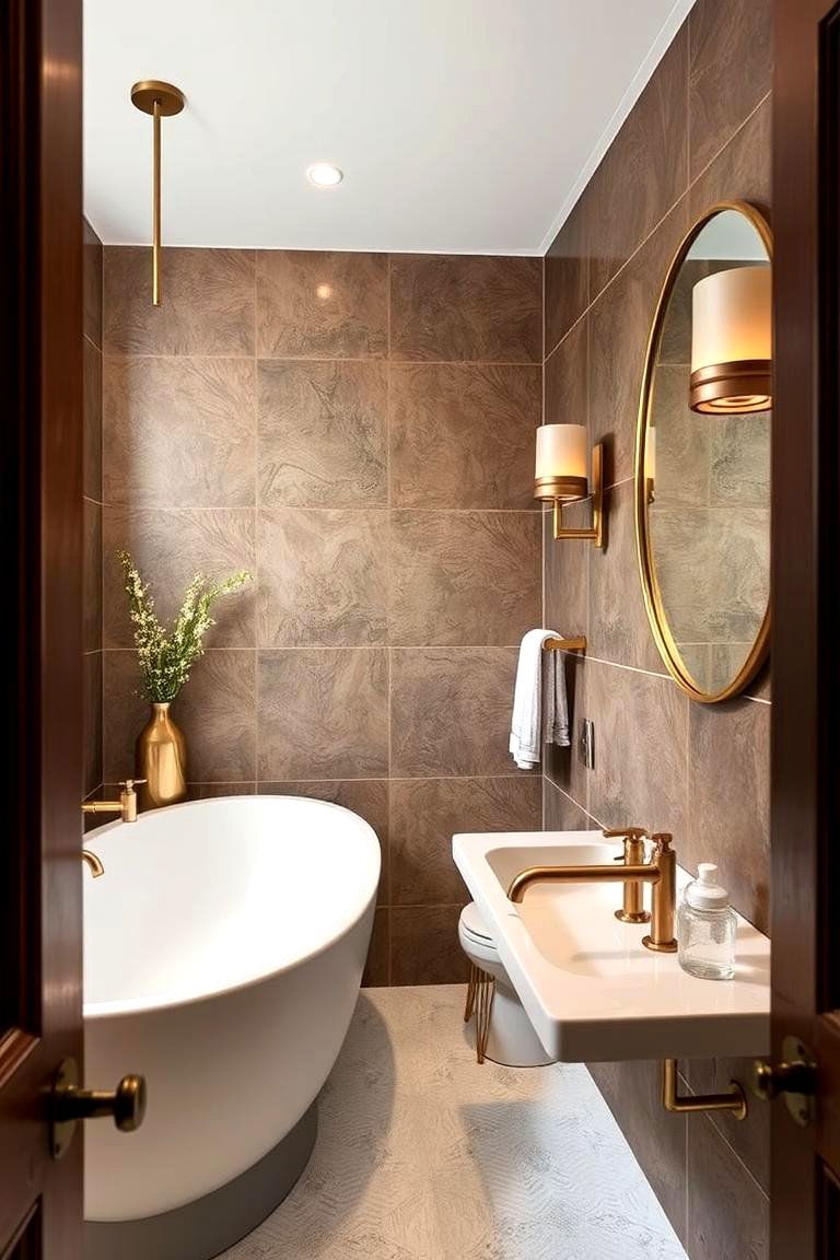 Warm Metallic Fixtures - 24 Cozy Bathroom Ideas