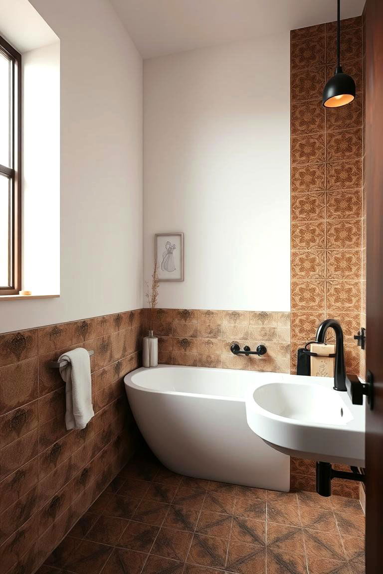 Warm Minimalism with Brown and Black Tiles - 24 brown and black bathroom ideas