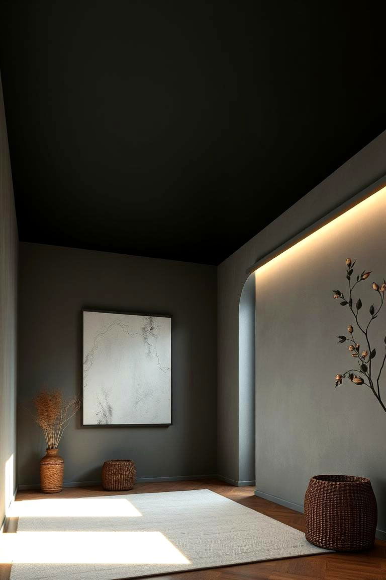 Warm Modern Simplicity - 24 Black Ceiling With Grey Walls