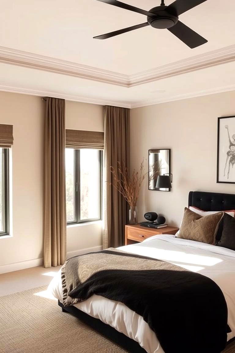 Warm Neutral Balance - 24 Black and Beige Bedroom Design Ideas