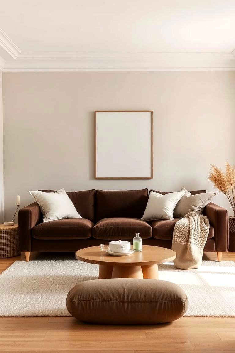 Warm Neutral Palette Fusion - 24 Dark Brown Couch Living Room Ideas