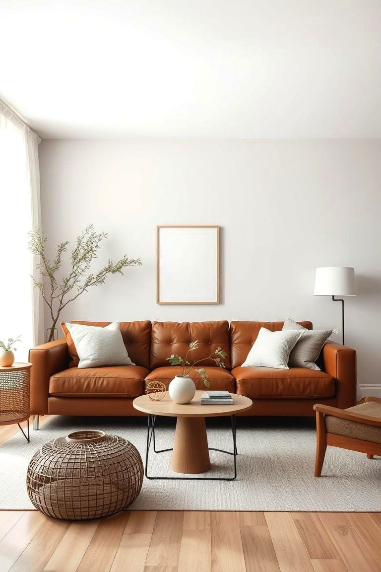 Warm Neutral Palette - 24 Brown Leather Couch Living Room Ideas