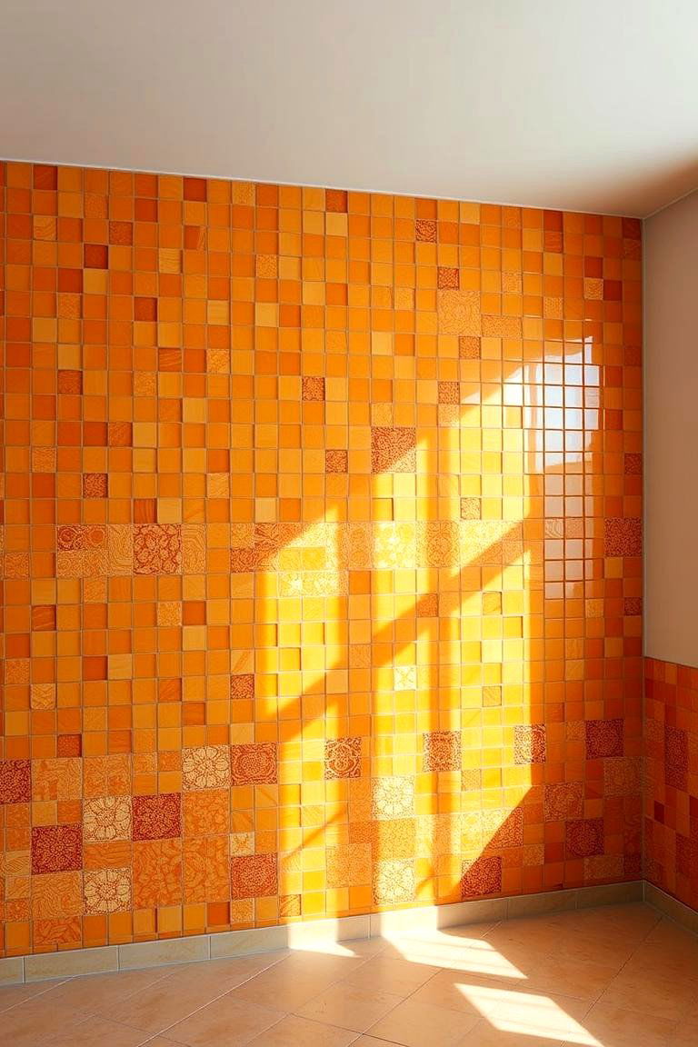 Warm Orange Mosaic - 24 Orange Accent Wall Ideas