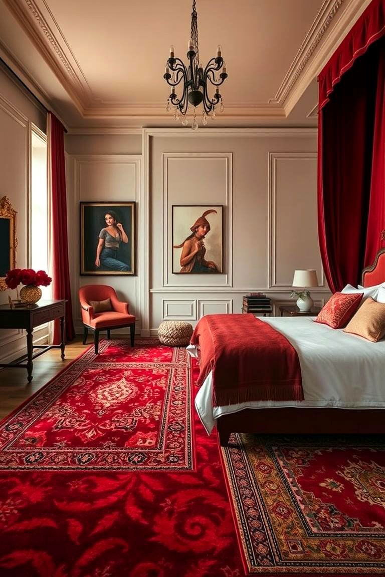Warm Red Carpets and Rugs - 24 Red Bedroom Ideas