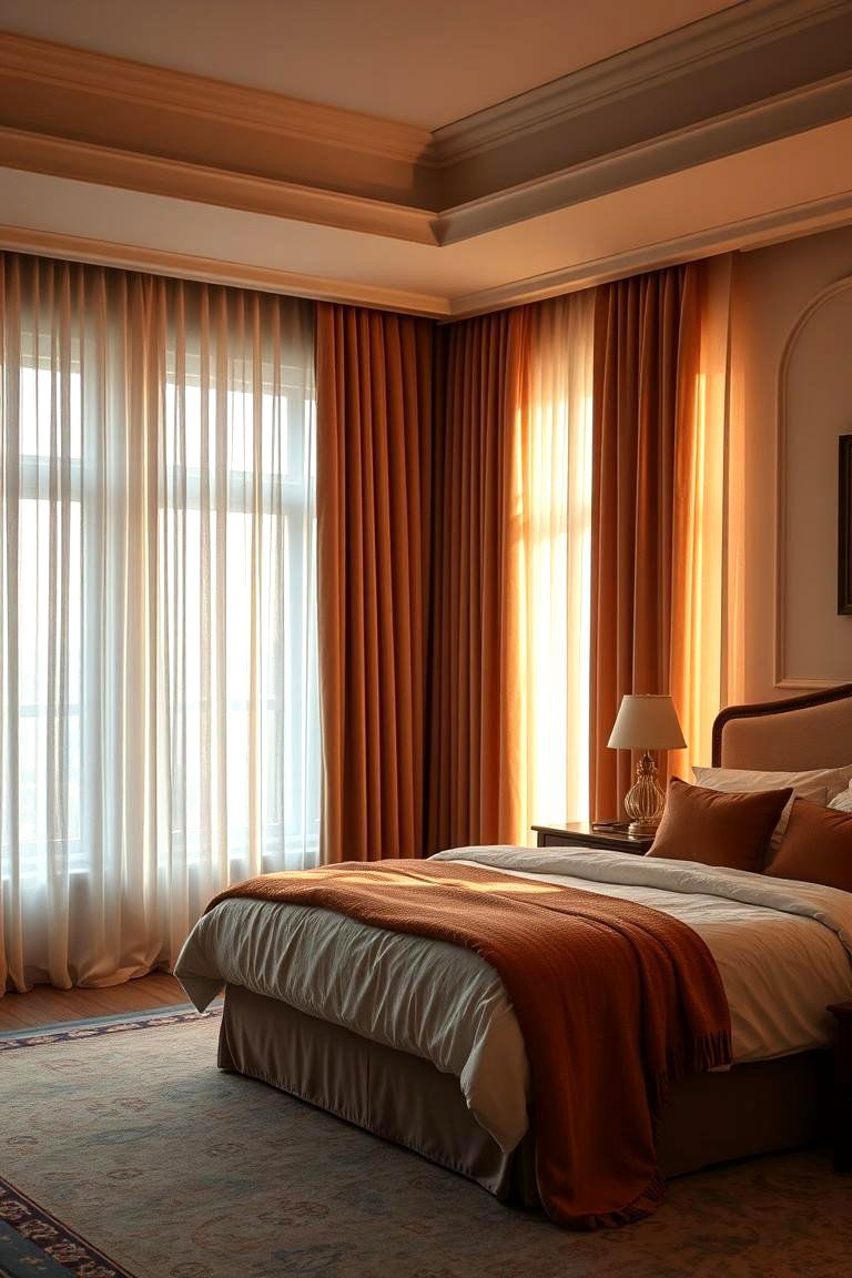 Warm Rose Gold Curtains and Drapes - 24 Rose Gold Bedroom Ideas