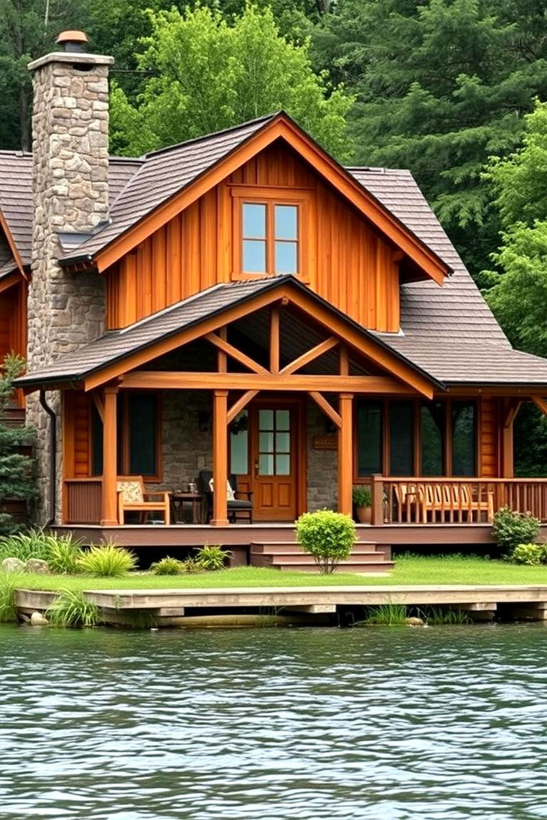 Warm Rustic Brown - 24 Lake House Exterior Colors Ideas