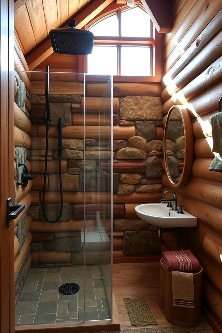 Warm Rustic Charm - 24 Doorless Walk In Shower Ideas