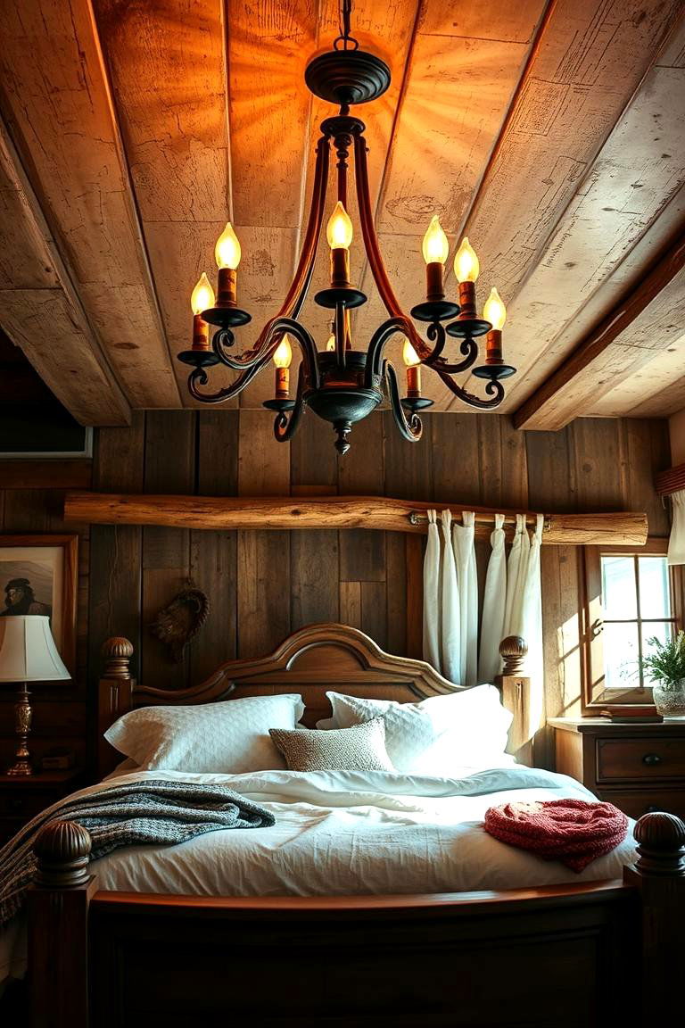 Warm Rustic Elegance - 24 Bedroom Chandelier Ideas