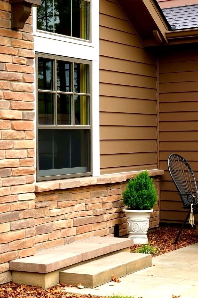 Warm Rustic Fusion - 24 Vinyl Siding and Brick Combinations