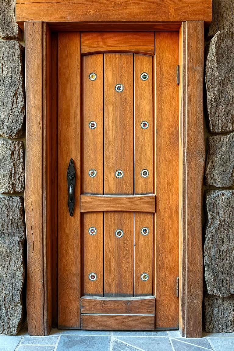 Warm Rustic Mosaic - 24 Rustic Front Door Ideas