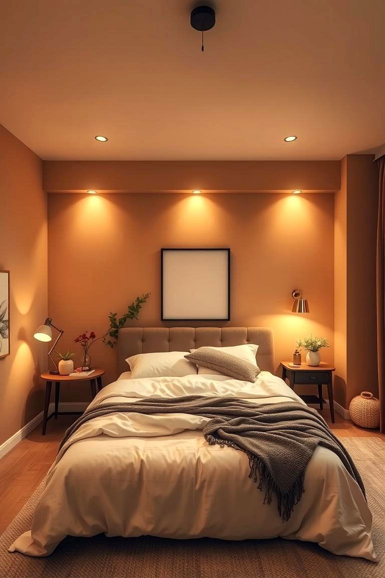 Warm Tan and Cozy Lighting - 24 Tan Bedroom Ideas
