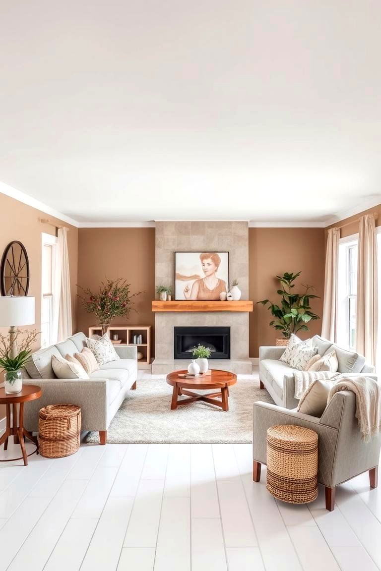 Warm Taupe and White - 24 Floor and Wall Color Ideas