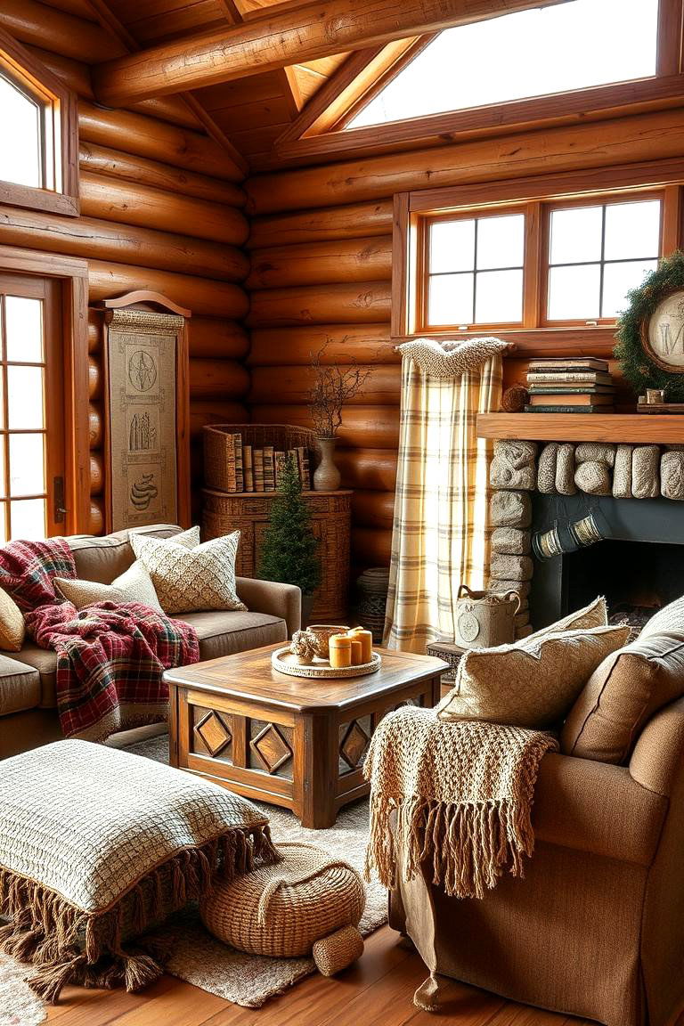 Warm Textured Fabrics - 24 Cabin Living Room Ideas