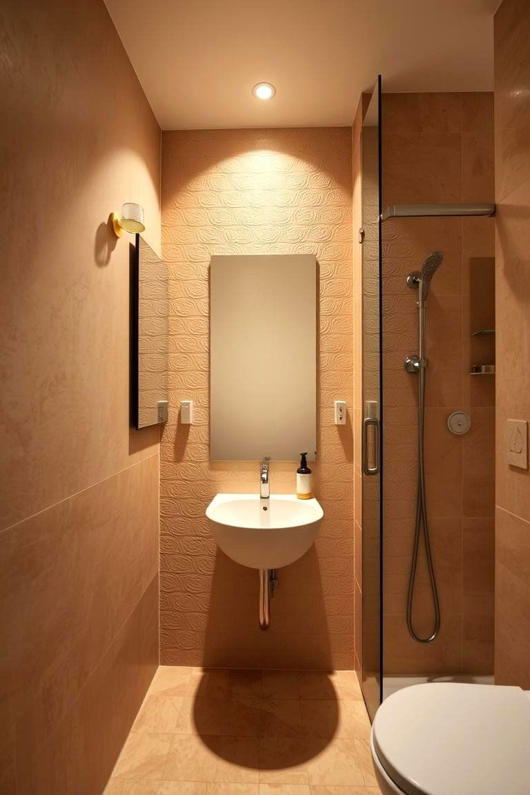 Warm Textured Tiles - 24 Beige Bathroom Ideas