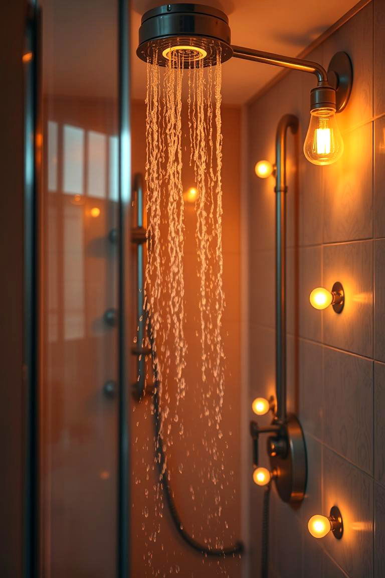 Warm Toned Halogen Shower Fixtures - 24 Shower Lighting Ideas