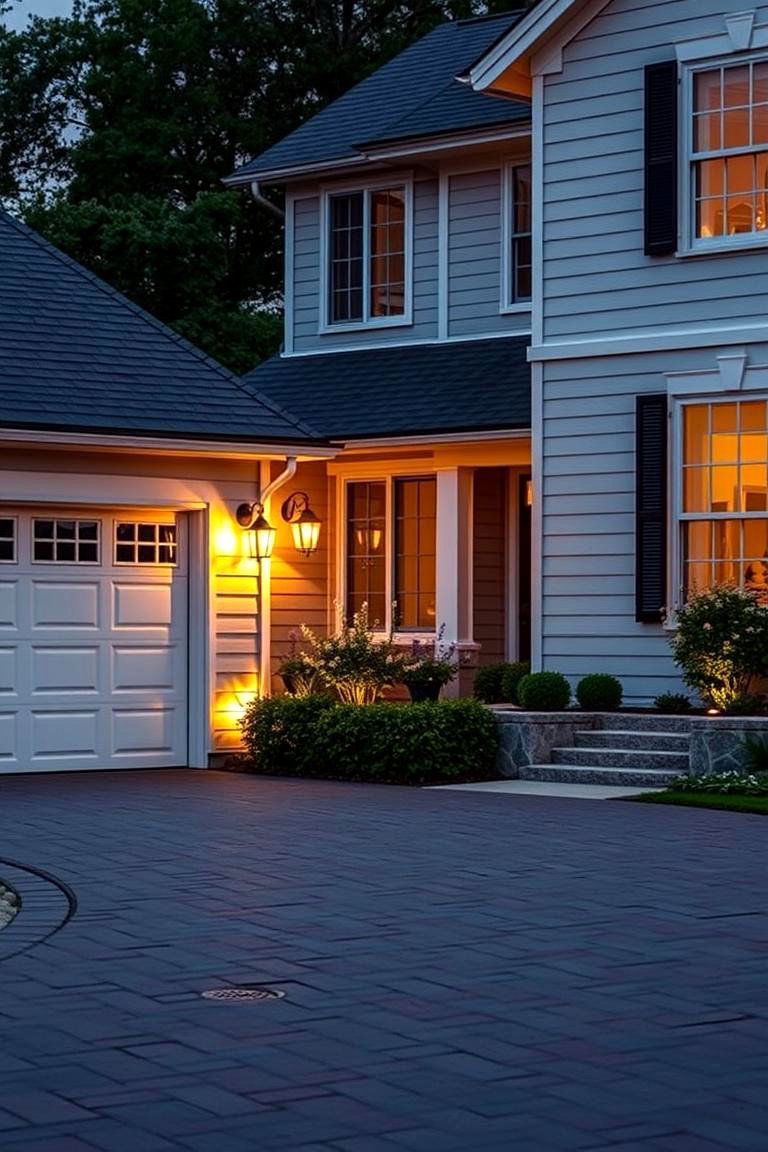 Warm Upgraded Halogen Fixtures - 24 Driveway Lighting Ideas