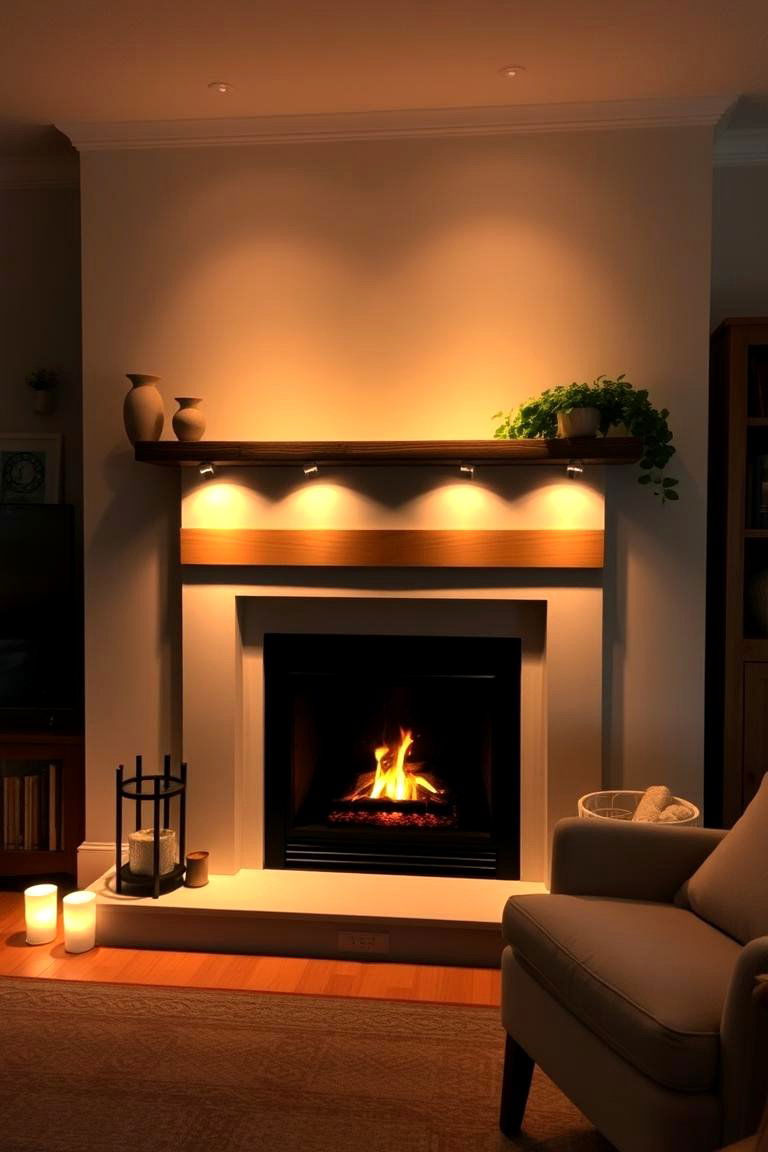 Warm White Lights for an Inviting Feel - 24 Fireplace Lighting Ideas