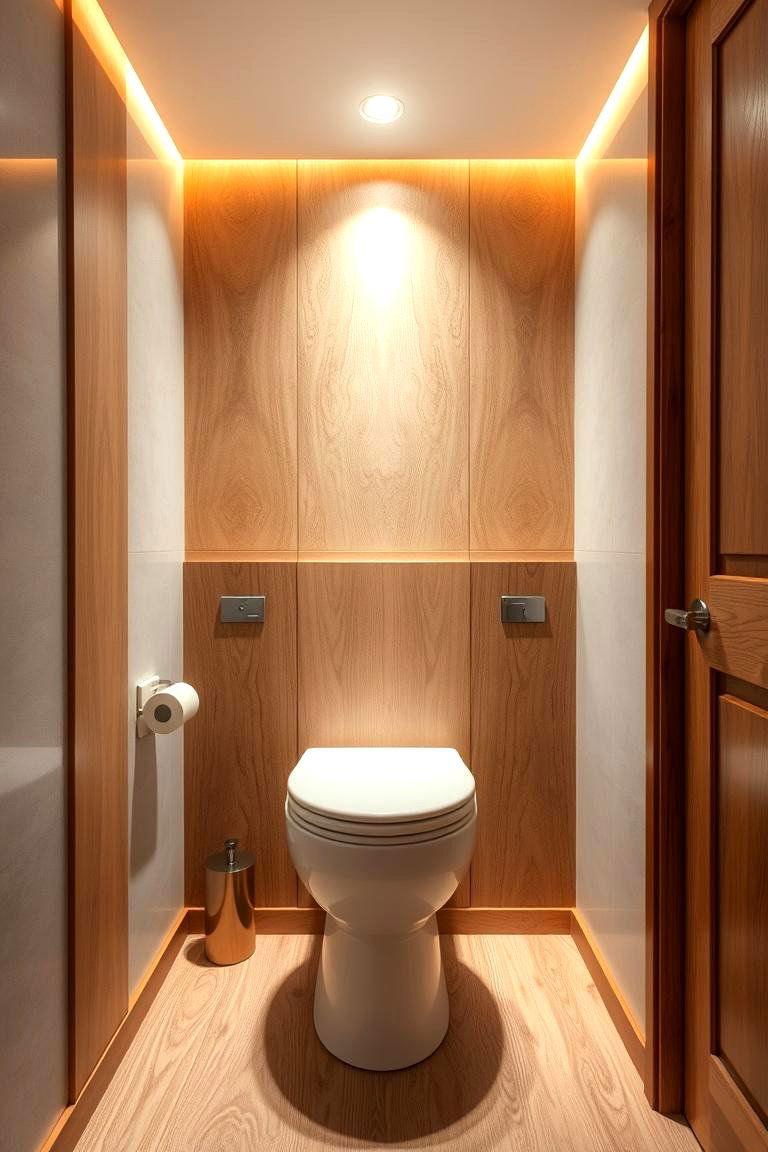 Warm Wood Accents - 24 Downstairs Toilet Ideas