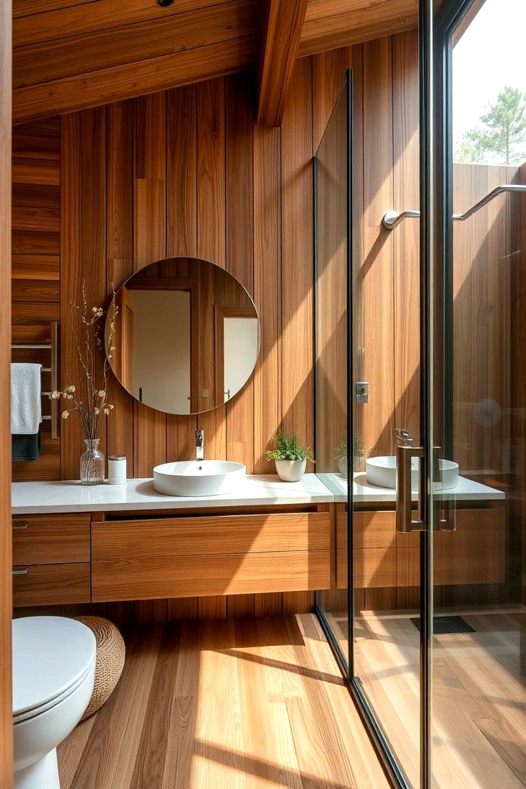 Warm Wood Accents - 24 Ensuite Bathroom Ideas