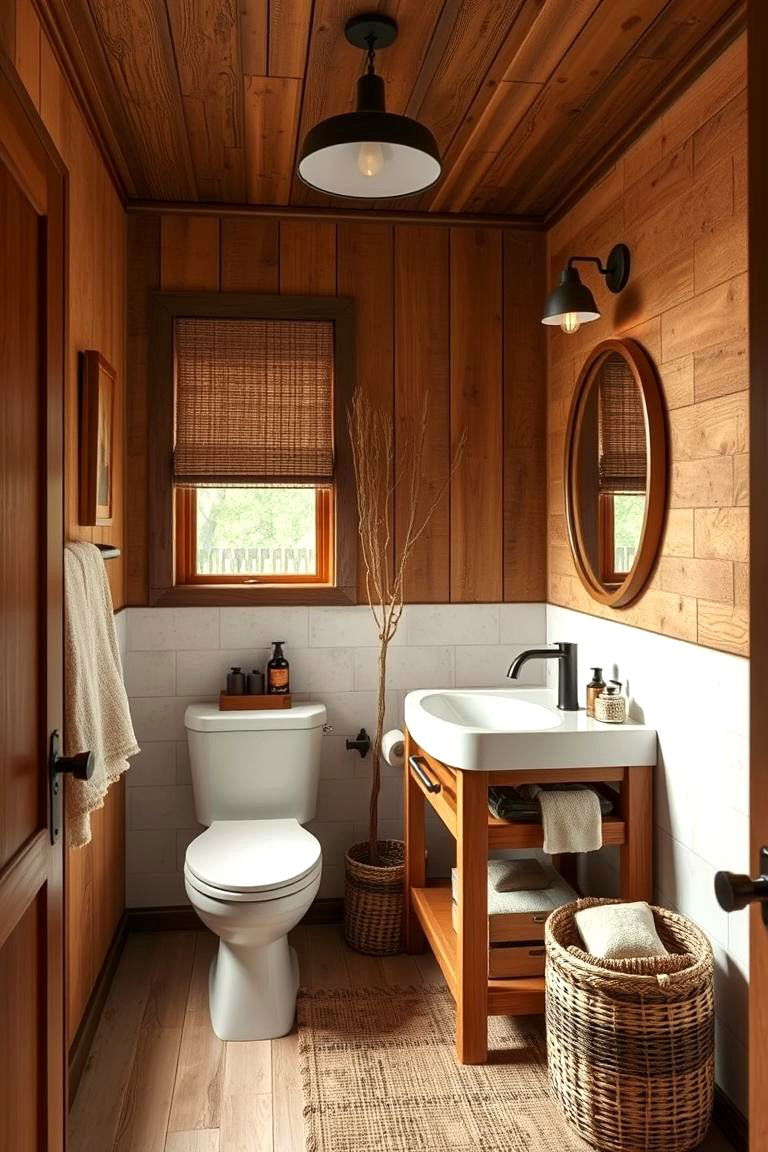 Warm Wood Accents - 24 Hall Bathroom Ideas