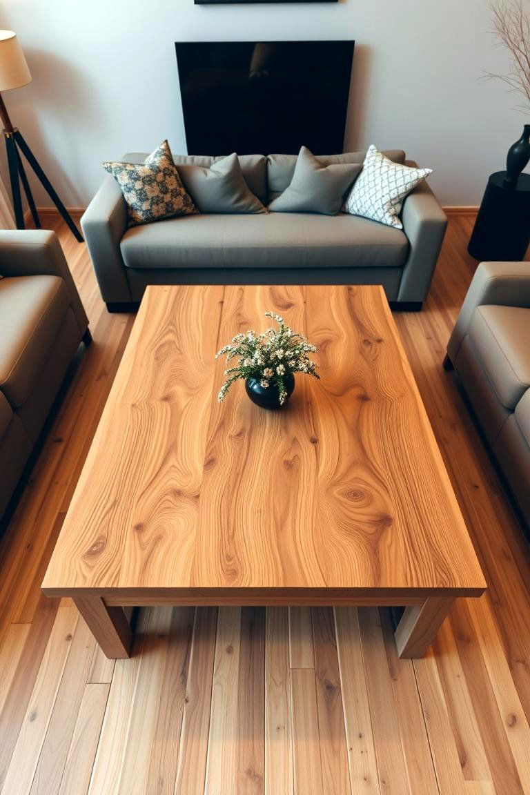 Warm Wood Accents Integrating Natural Tones - 24 Grey and Beige Living Room Ideas