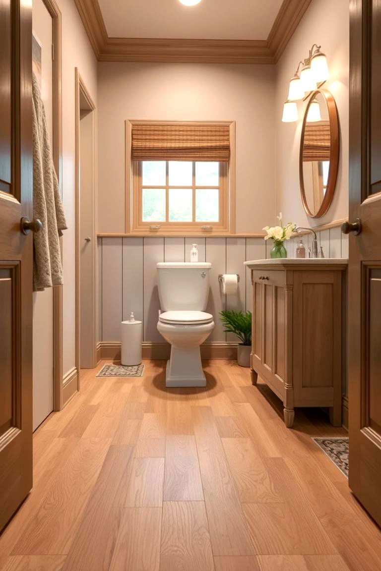 Warm Wood Look Tile Comfort - 24 Powder Room Floor Tile Ideas