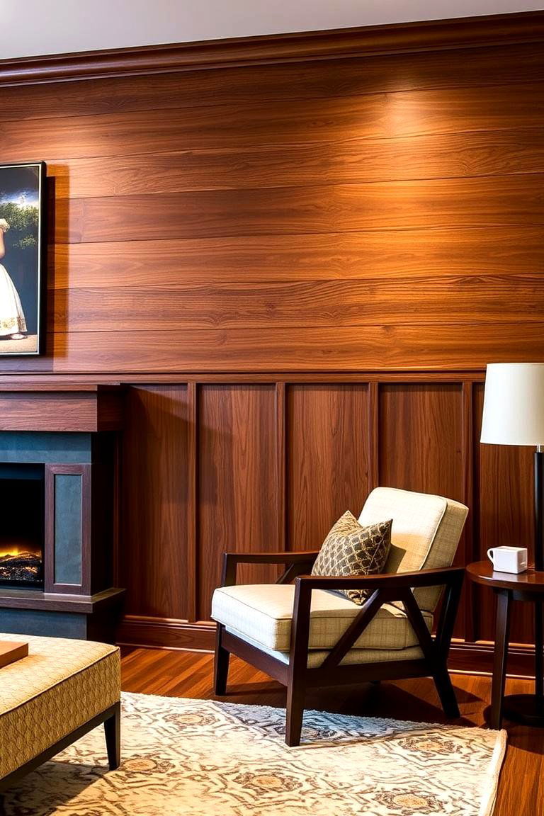 Warm Wood Paneling - 24 Living Room Accent Wall Ideas