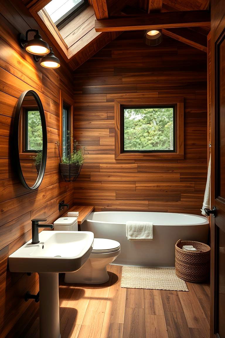 Warm Wooden Accents and Shiplap Walls - 24 Tuscan Bathroom Ideas