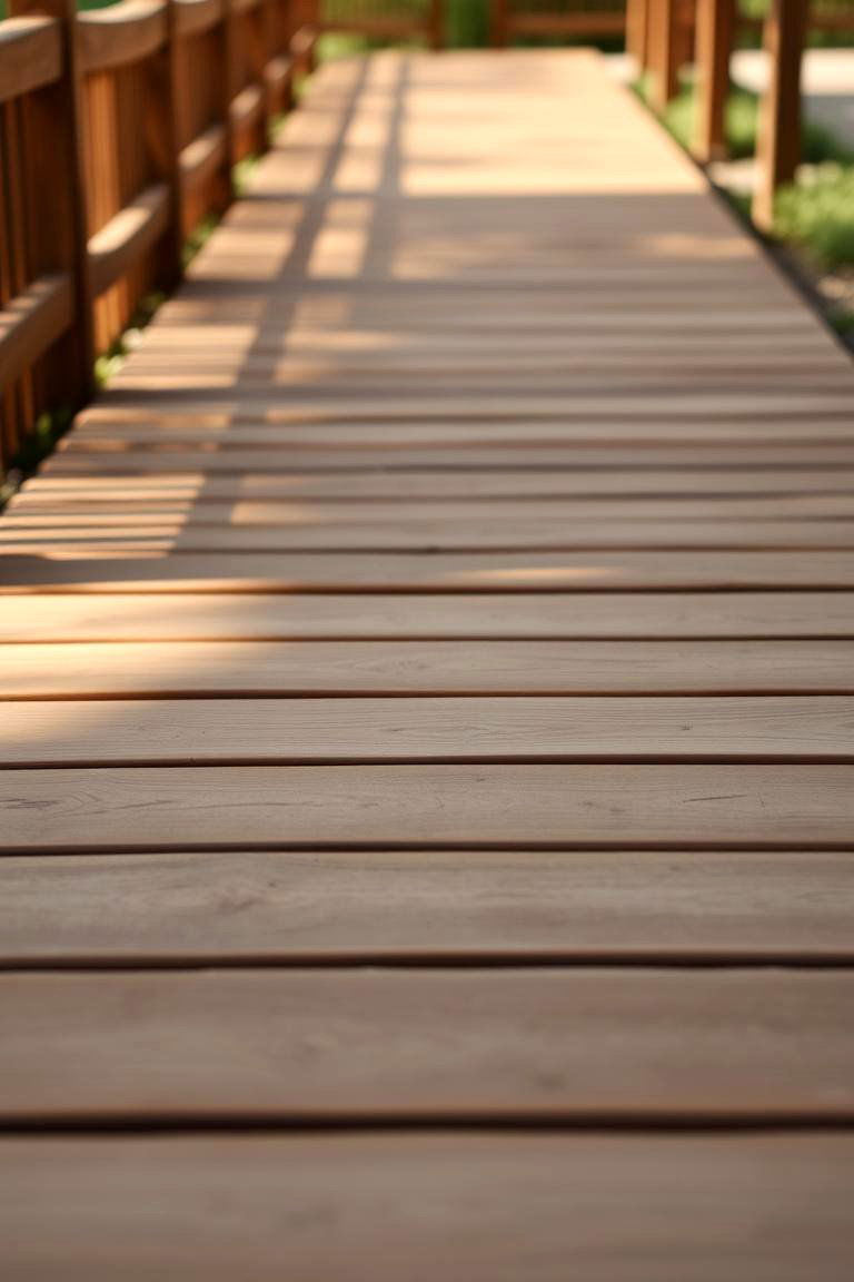 Warm Wooden Plank Path - 24 Pool Walkway Ideas