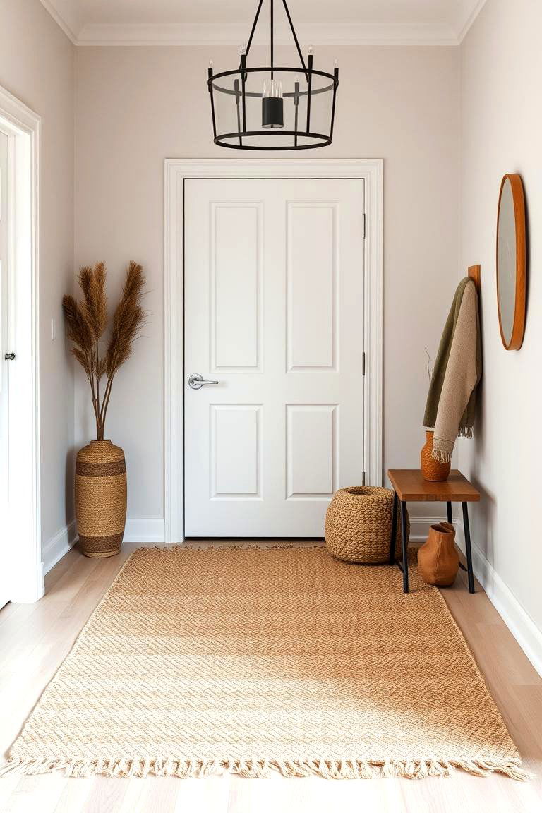Warm Wool Rug Accentuation - 24 Scandinavian Entryway Ideas
