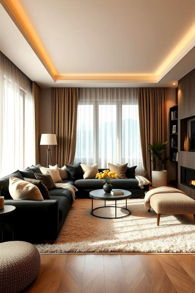 Warm and Cozy Ambience - 24 Black and Beige Living Room Ideas