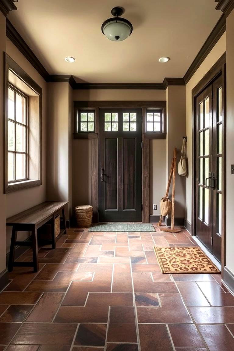 Warm and Earthy Clay Tile - 24 Mudroom Floor Ideas