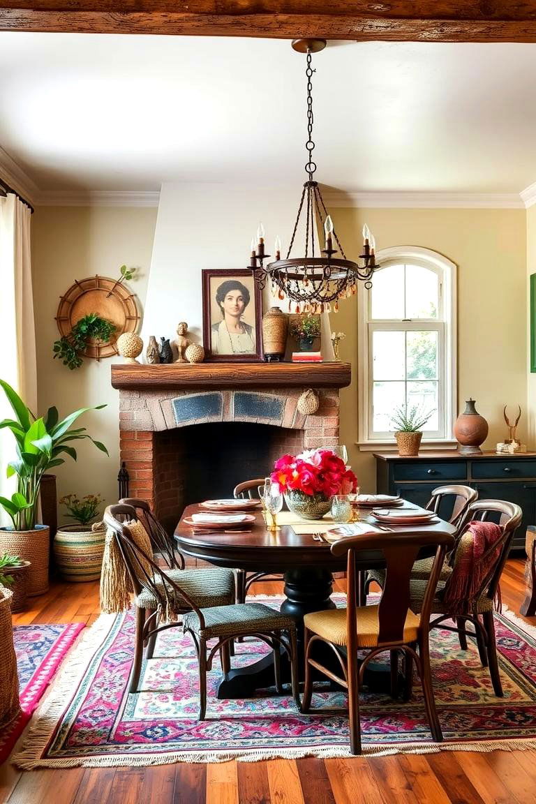 Warm and Inviting Bohemian Style - 24 Dining Room With Fireplace Ideas