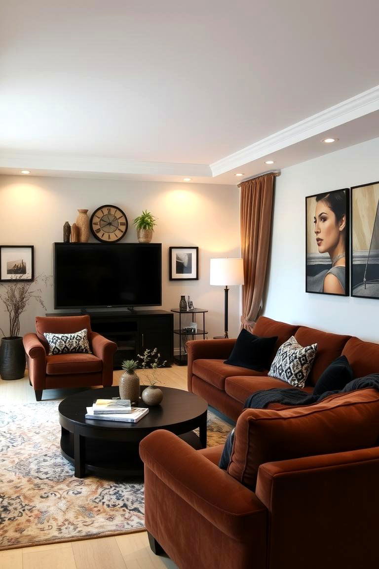 Warm and Inviting Living Room - 24 Black and Brown Living Room Ideas