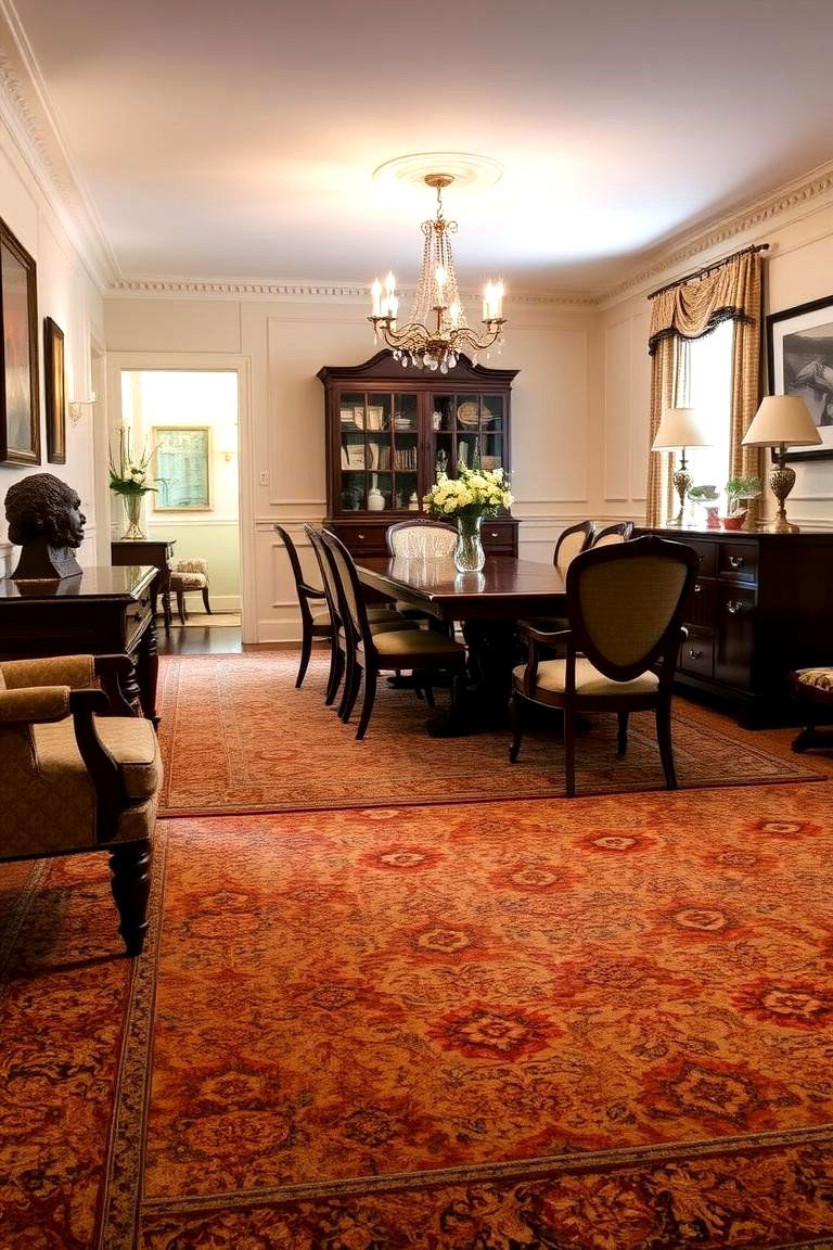 Warm and Inviting Traditional Carpet - 24 Carpeted Dining Room Ideas
