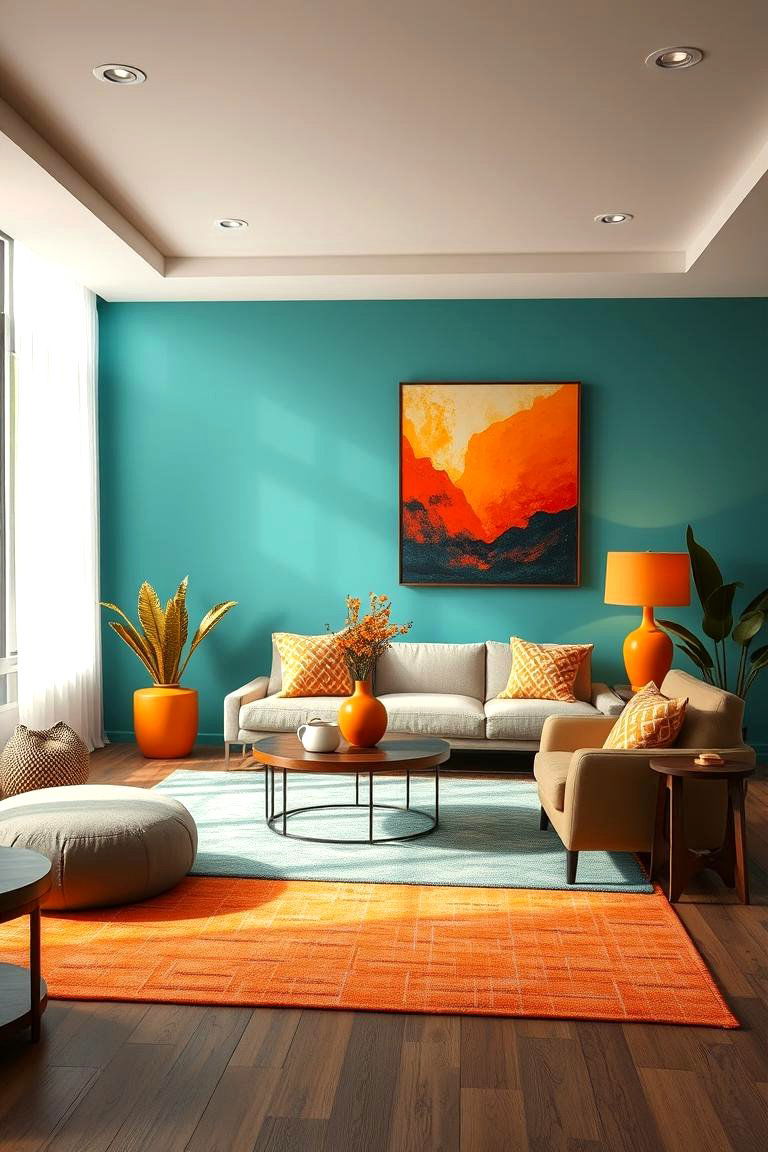 Warmth and Cool Contrasts - 24 Teal and Orange Color Scheme for Your Rooms