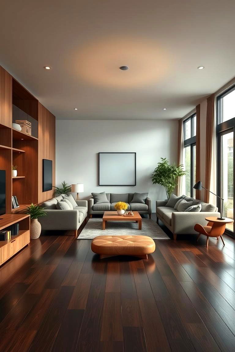 Warmth and Serenity in Dark Interiors - 24 Dark Brown Floor Living Room Ideas