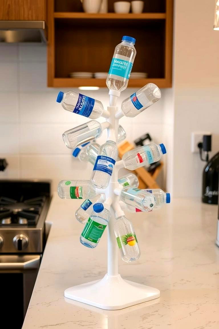Water Bottle Tree Stand for Countertop Display - 24 Water Bottle Storage Ideas