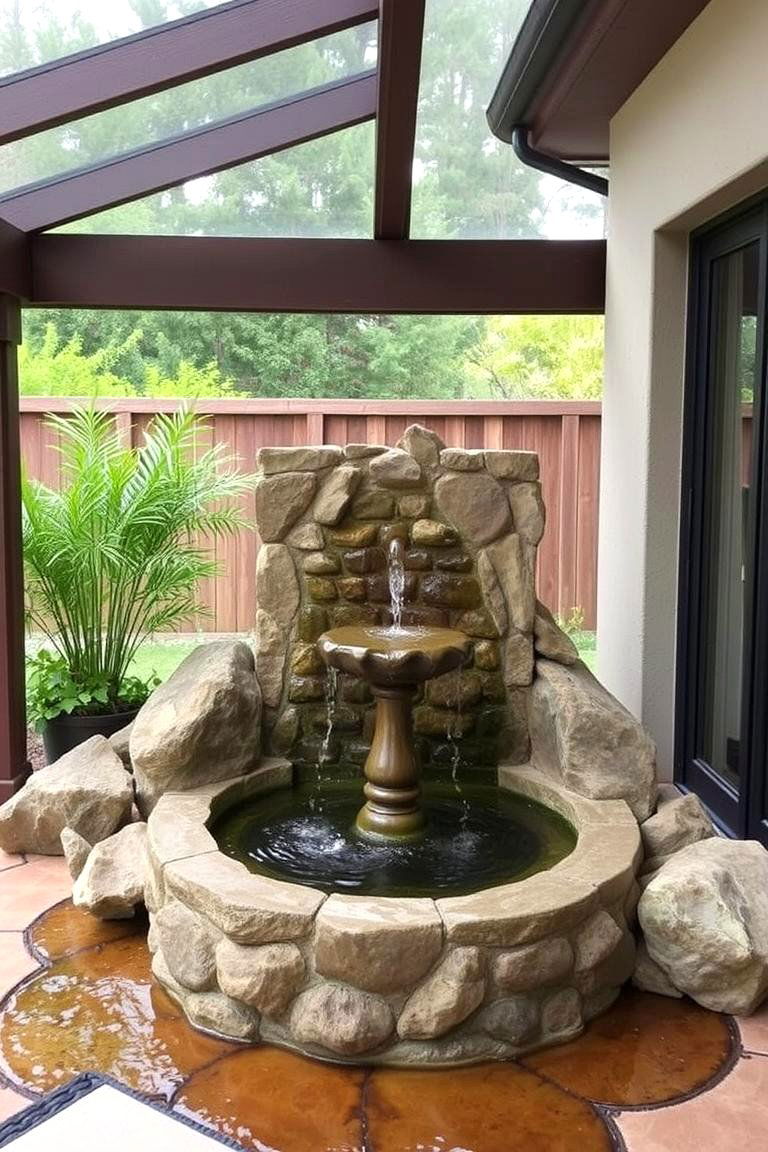 Water Feature Catio - 24 Outdoor Catio Ideas