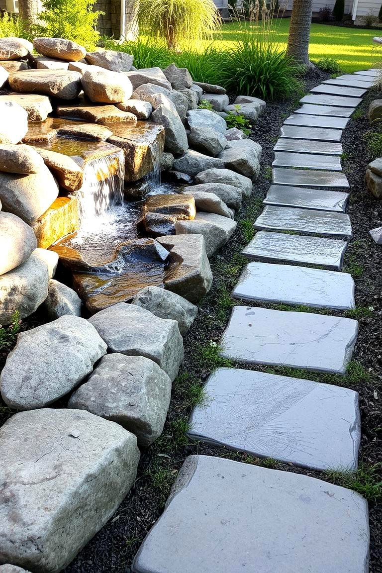 Water Feature Flagstone Walkway - 24 Flagstone Walkway Ideas
